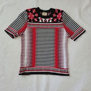 Torn by Ronny Kobo Multicolor Patterned Short Sleeve Shirt